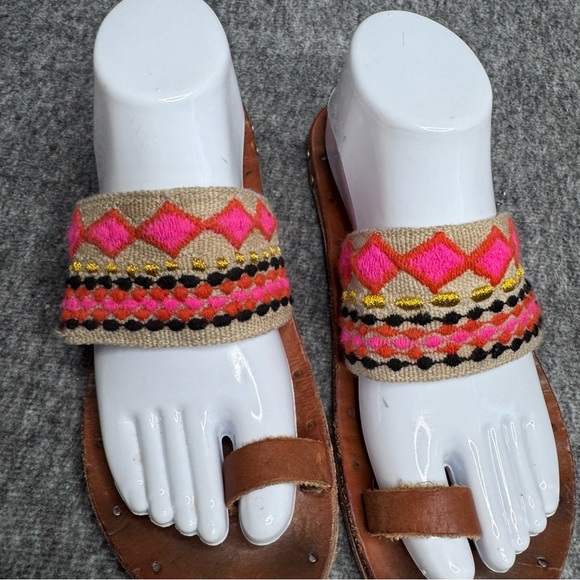 Beek by Two Birds Dove Slide Sandals Sz 6 Anthropologie Leather Boho - Picture 5 of 10